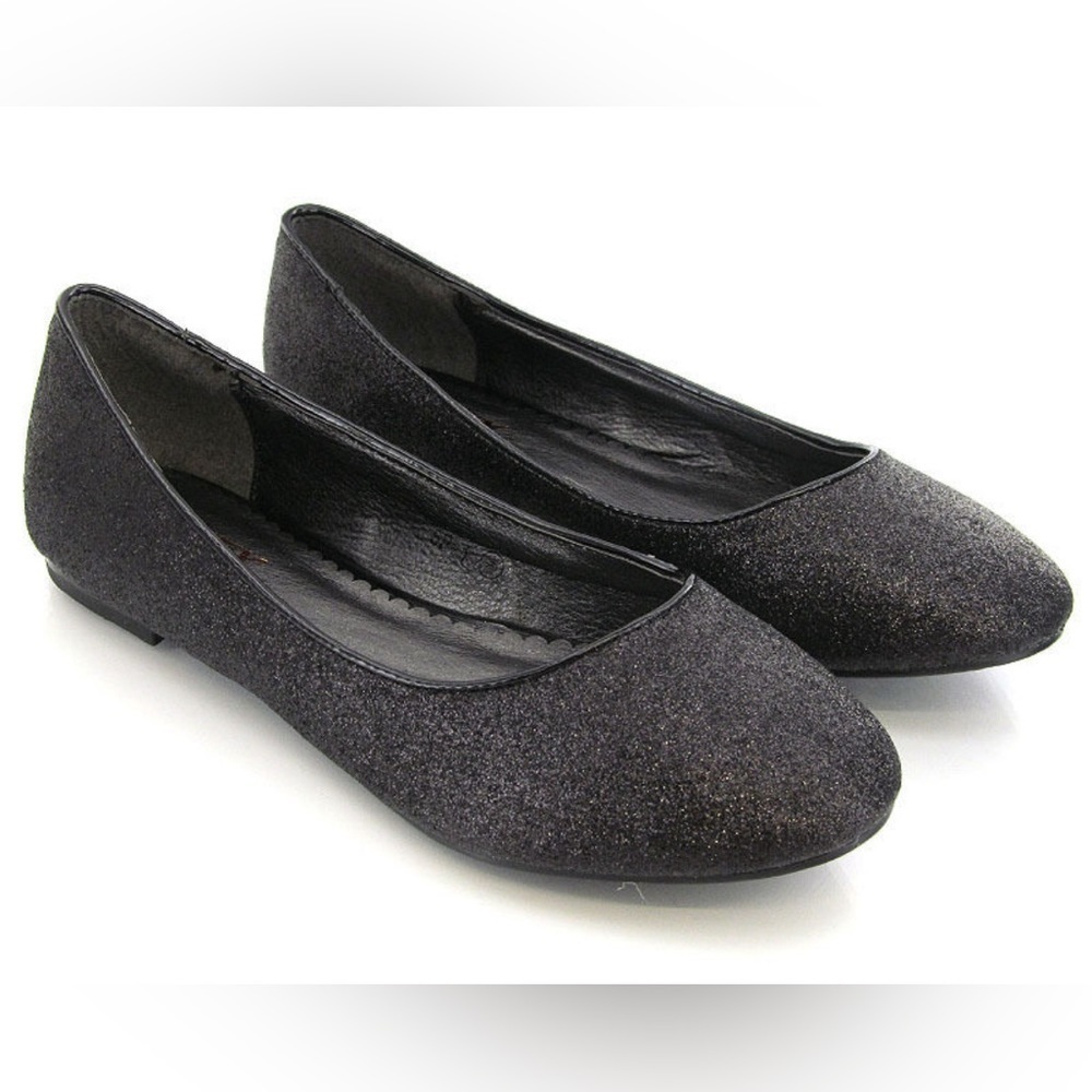 Cathy Jean Dolly Ballerina Black Shimmer Flats